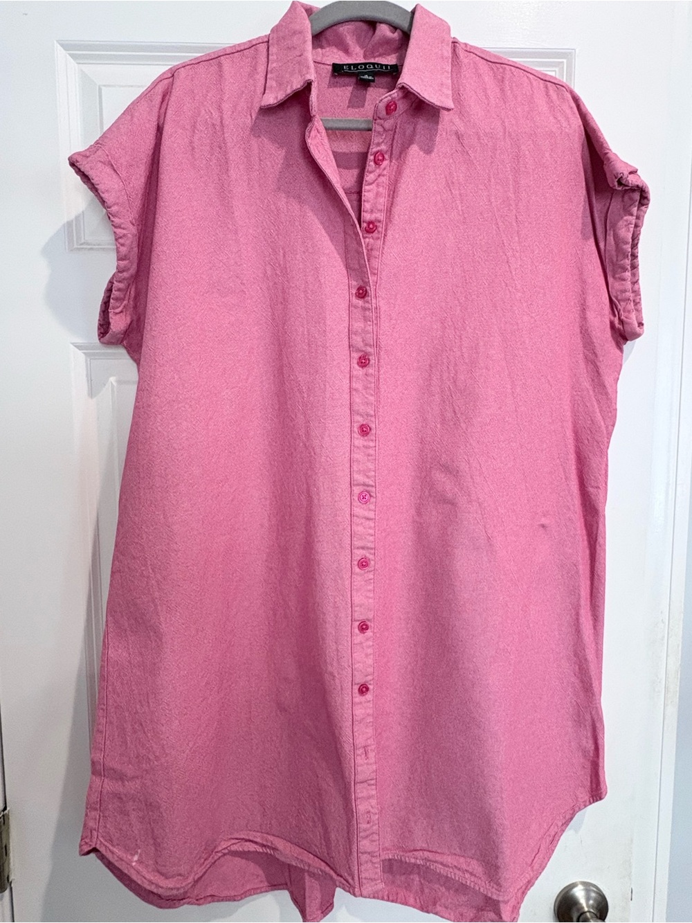 ELOQUII Pink Button-Down Shirt Dress – Size 16, Minor Flaw